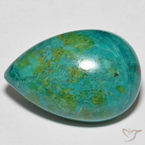 36.19ct Natürlicher Mehrfarbig Chrysokoll, Birnenform, Lichtundurchlässig