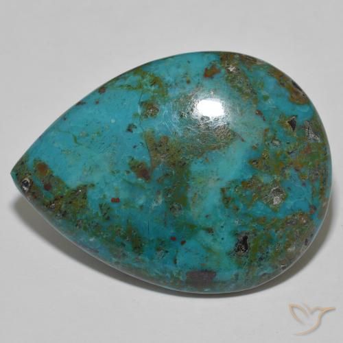 51.51ct Natürlicher Mehrfarbig Chrysokoll, Birnenform, Lichtundurchlässig