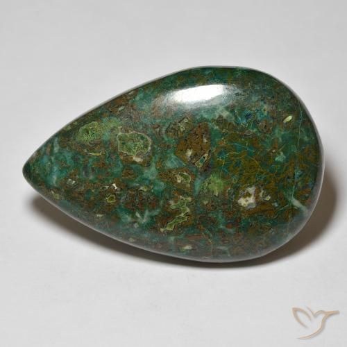 38.38ct Natürlicher Mehrfarbig Chrysokoll, Birnenform, Lichtundurchlässig