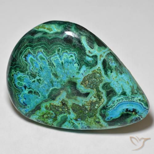 77.41ct Natürlicher Mehrfarbig Chrysokoll, Birnenform, Lichtundurchlässig