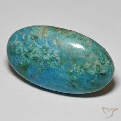 33.90ct Natürlicher Mittelgrünes Blau Chrysokoll, Oval, Lichtundurchlässig