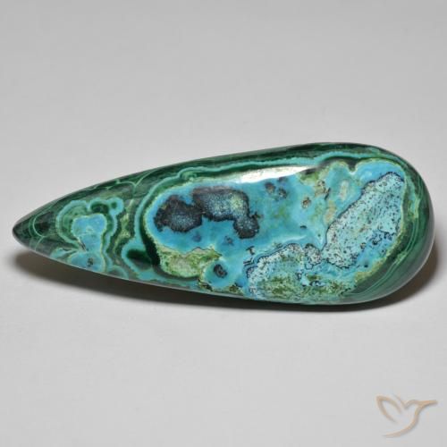 79.63ct Natürlicher Mehrfarbig Chrysokoll, Birnenform, Lichtundurchlässig