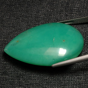 50,20 ctw natürlicher grüner Chrysopras, Birnenform, Lichtundurchlässig