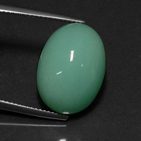 14,08 ctw natürlicher grüner Chrysopras, Oval Schliff, Lichtundurchlässig