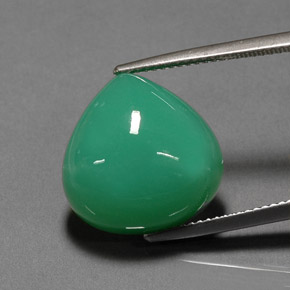 13,48 ctw natürlicher grüner Chrysopras, Birnenform, Lichtundurchlässig