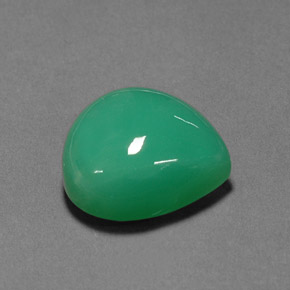 13,48 ctw natürlicher grüner Chrysopras, Birnenform, Lichtundurchlässig