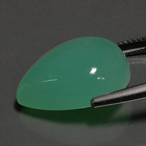 17,55 ctw natürlicher grüner Chrysopras, Birnenform, Lichtundurchlässig