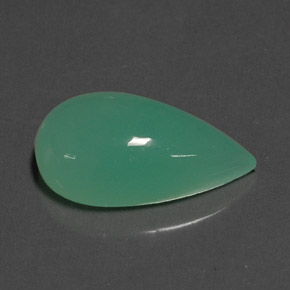 9,38 ctw natürlicher grüner Chrysopras, Birnenform, Lichtundurchlässig