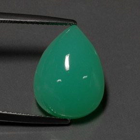 9,43 ctw natürlicher grüner Chrysopras, Birnenform, Lichtundurchlässig
