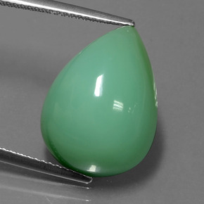 14,06 ctw natürlicher grüner Chrysopras, Birnenform, Lichtundurchlässig