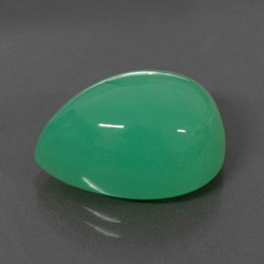 15,05 ctw natürlicher grüner Chrysopras, Birnenform, Lichtundurchlässig