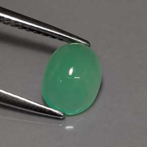1,15 ctw natürlicher grüner Chrysopras, Oval Schliff, Lichtdurchlässig