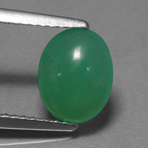 1,55 ctw natürlicher grüner Chrysopras, Oval Schliff, Lichtdurchlässig