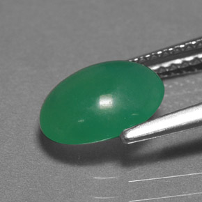 1,55 ctw natürlicher grüner Chrysopras, Oval Schliff, Lichtdurchlässig