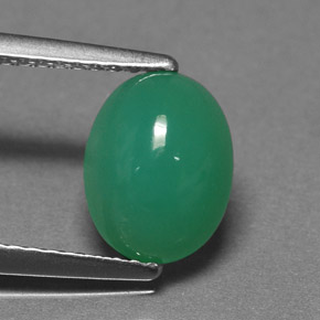 1,85 ctw natürlicher grüner Chrysopras, Oval Schliff, Lichtdurchlässig