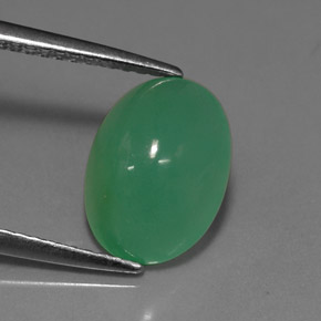 3,18 ctw natürlicher grüner Chrysopras, Oval Schliff, Lichtdurchlässig