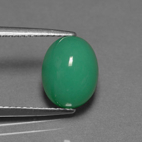3,93 ctw natürlicher grüner Chrysopras, Oval Schliff, Lichtdurchlässig