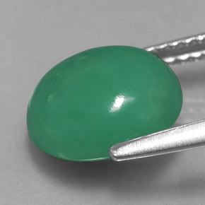 3,14 ctw natürlicher grüner Chrysopras, Oval Schliff, Lichtdurchlässig