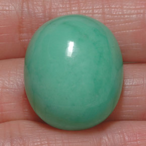 39,50 ctw natürlicher grüner Chrysopras, Oval Schliff, Lichtundurchlässig