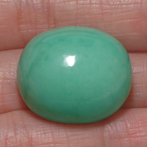 39,50 ctw natürlicher grüner Chrysopras, Oval Schliff, Lichtundurchlässig