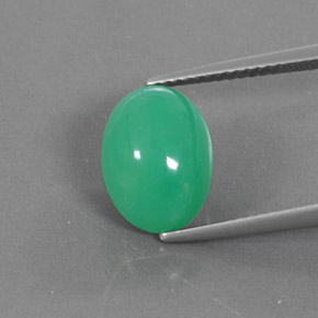 5,44 ctw natürlicher grüner Chrysopras, Oval Schliff, Lichtundurchlässig