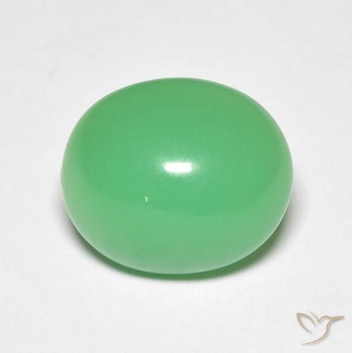5,20 ctw natürlicher grüner Chrysopras, Oval Schliff, Lichtundurchlässig