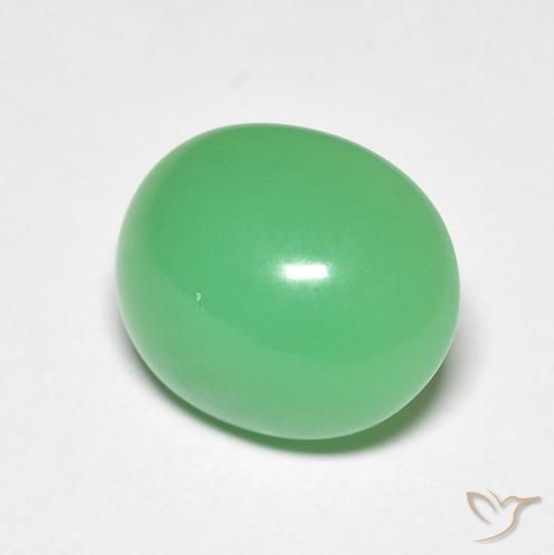 5,20 ctw natürlicher grüner Chrysopras, Oval Schliff, Lichtundurchlässig