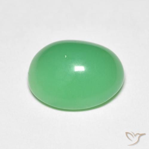 5,20 ctw natürlicher grüner Chrysopras, Oval Schliff, Lichtundurchlässig