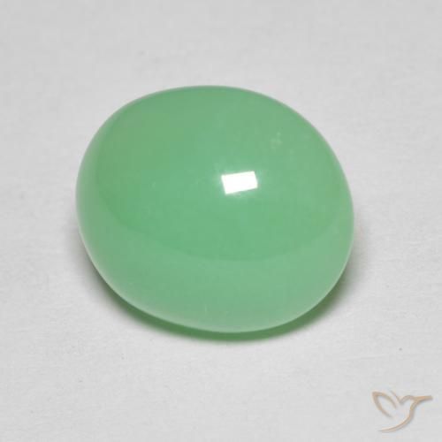 9,17 ctw natürlicher Blasses Gelbgrün Chrysopras, Oval, Lichtundurchlässig