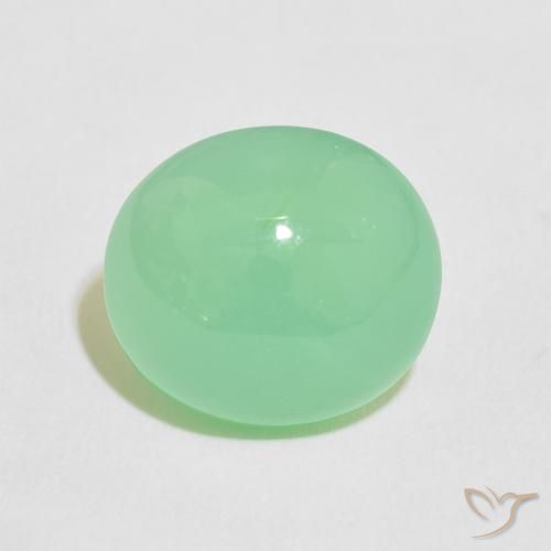 9.76ct Natürlicher Blasses Gelbgrün Chrysopras, Oval, Lichtdurchlässig
