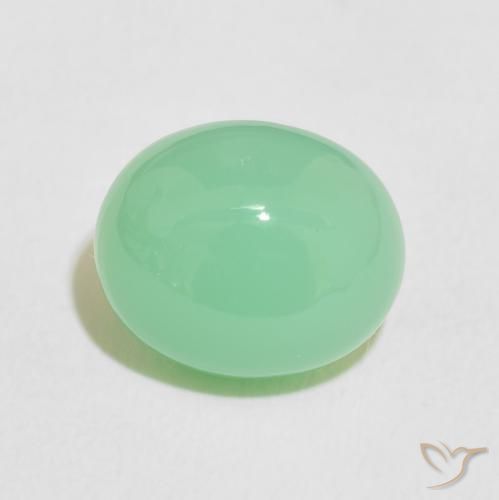 5.14ct Natürlicher hellgrün Chrysopras, Oval, Lichtundurchlässig
