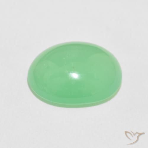 9,17 ctw natürlicher Blasses Gelbgrün Chrysopras, Oval, Lichtundurchlässig