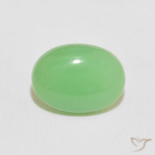 4.06ct Natürlicher gelblich-grün Chrysopras, Oval, Lichtundurchlässig