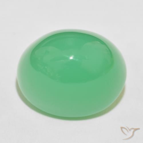 63.86ct Natürlicher gelblich-grün Chrysopras, Oval, Lichtundurchlässig