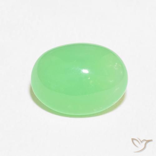 3.02ct Natürlicher hellgrün Chrysopras, Oval, Lichtundurchlässig