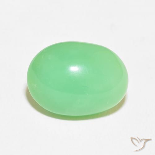 7.98ct Natürlicher Helles Kleeblattgrün Chrysopras, Oval, Lichtundurchlässig