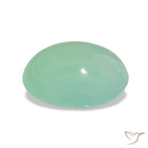 9,17 ctw natürlicher Blasses Moosgrün Chrysopras, Oval Schliff, Lichtdurchlässig