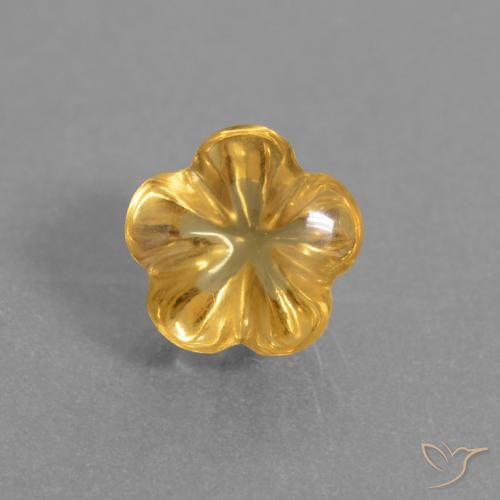 1.41ct Natürlicher Dunkelgolden Citrin, Blumen-Schliff, Transparent