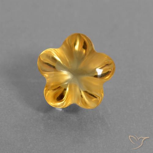 1.54ct Natürlicher Dunkelgolden Citrin, Blumen-Schliff, Transparent