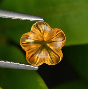 1,24 ctw natürlicher orangefarbener Citrin, Blumenschliff, Transparent