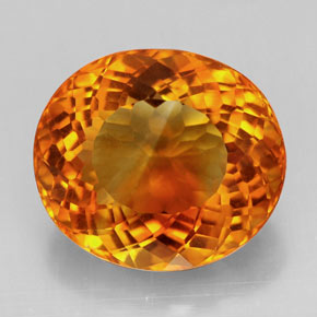 13,09 ctw natürlicher orangefarbener Citrin, Oval Schliff, IF