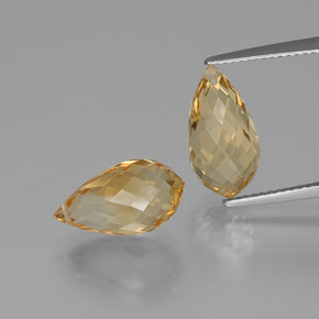 8.24 ct natürliche gold-orange Citrin-Edelsteine, Briolette, VVS