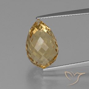 8.29ct Natürlicher gold-orange Citrin, Briolette, VVS