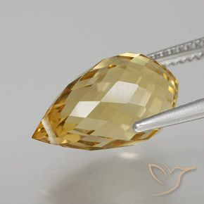 9,17 ctw natürlicher gold-orange Citrin, Briolette, VVS-VS