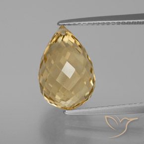 7.39ct Natürlicher gold-orange Citrin, Briolette, VVS-VS