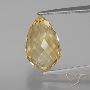 7.56ct Natürlicher Hellbräunlich-golden Citrin, Briolette, VVS