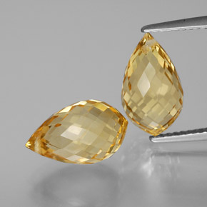 7,77 ct natürliche goldener Citrin-Edelsteine, Briolette, VVS-VS