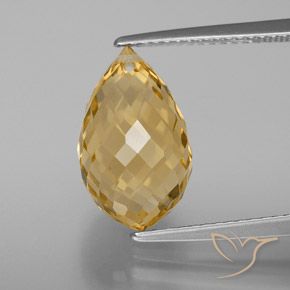6.09ct Natürlicher Gold-Orange Citrin, Briolette, VVS