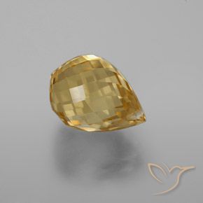 9,17 ctw natürlicher gold-orange Citrin, Briolette, VVS-VS