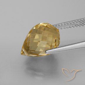 9,17 ctw natürlicher gold-orange Citrin, Briolette, VVS-VS